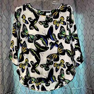 Zara Black and White Butterfly Print Blouse